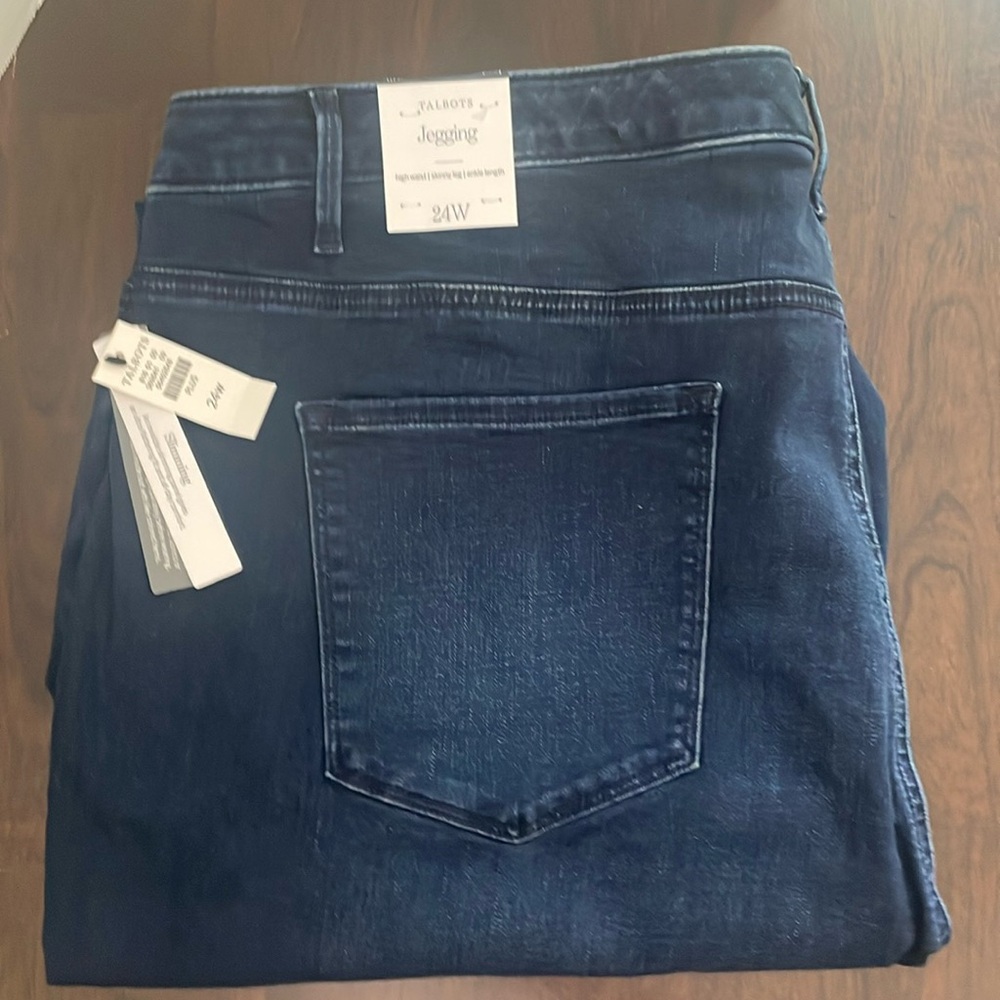Talbots Jeggings size 24W, Dark Denim high waist skinny leg ankle length NEW